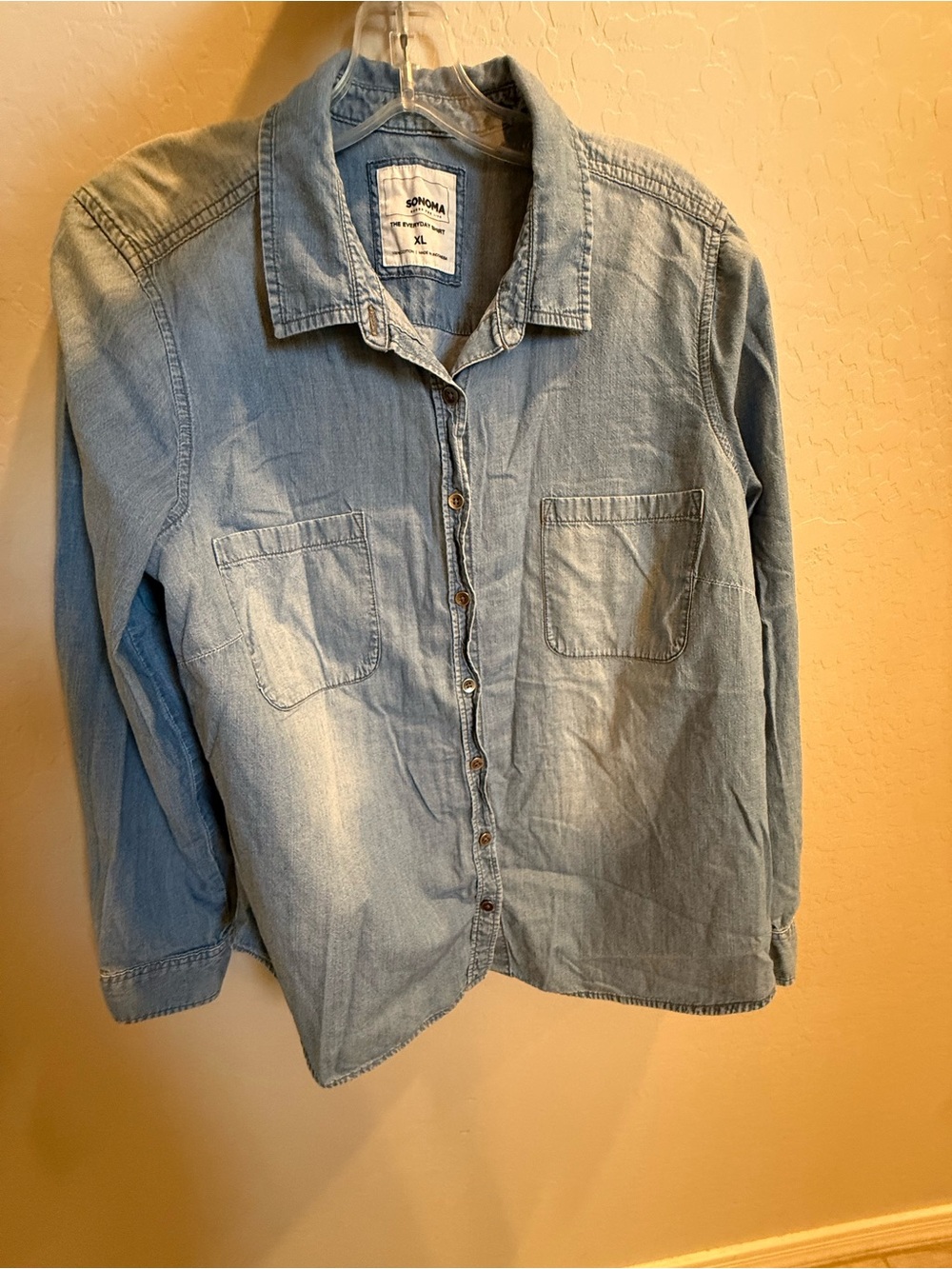 Sonoma women Washed Light Blue Denim Shirt